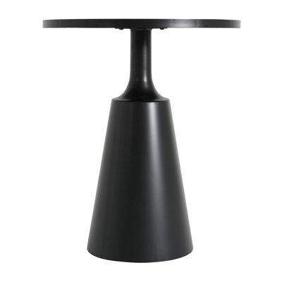 Orvella Modern Minimalist Iron Pedestal End Table with Glass or Marble-Pattern Top