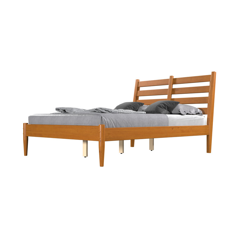 Ashlie Solid Wood Platform Bed, Castanho, Full