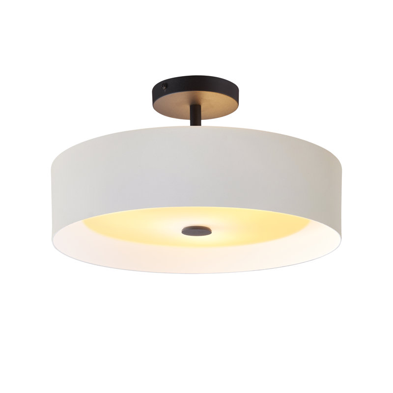 Hud Semi Flush Mount, Matte Black, Black/White