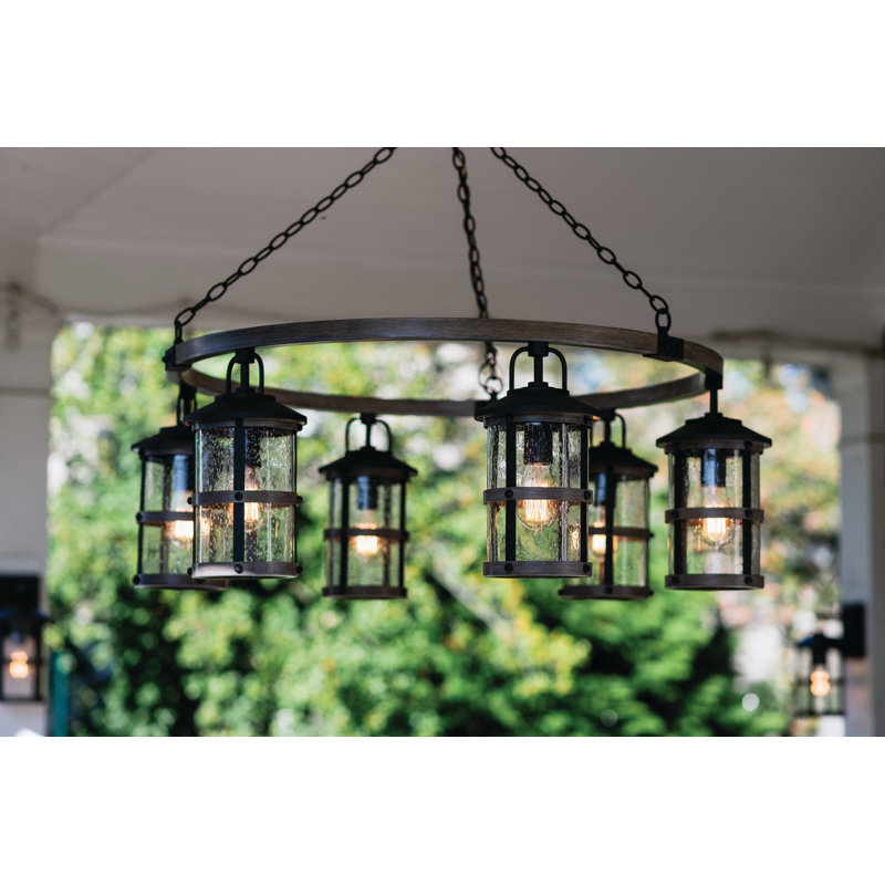 Black Cast Aluminum 6-Light Outdoor Hanging Lantern
