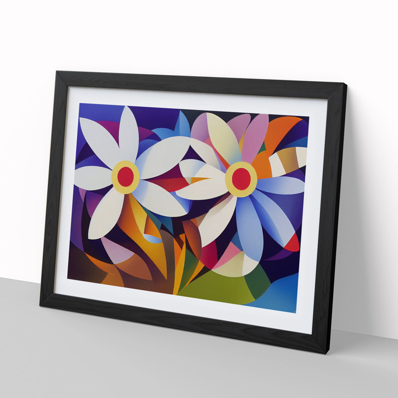 Daisy Flowers - Framed Print, 46cm H x 64cm W x 2cm D, Black