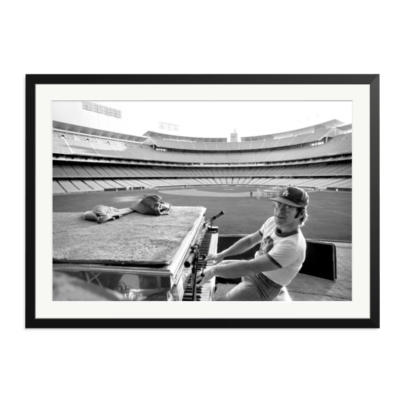 Elton John rehearses at Dodger Stadium, Black, 27" H x 38" W