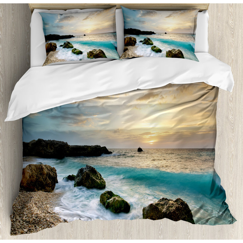 Coastal Polyester Duvet Cover, Queen Duvet Cover + 2 Standard Shams
