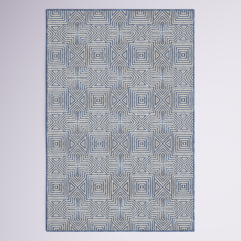 Tapis intérieur / extérieur bleu Kynnsley, Rectangle 5 pi x 8 pi
