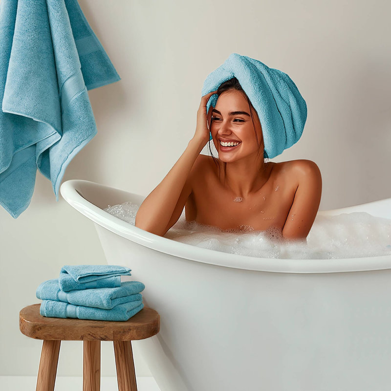 800GSM Ultra-Soft 100% Cotton Absorbent Towel Set, Aqua