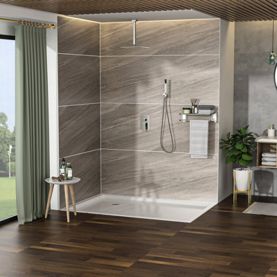 Pomme de douche double en nickel brossé 16 po, tête d'aspect fixée au plafond avec fixation
