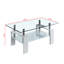 Table basse Artisan, plateau en verre trempé, pieds en acier inoxydable pour le salon, blanc-1524635758