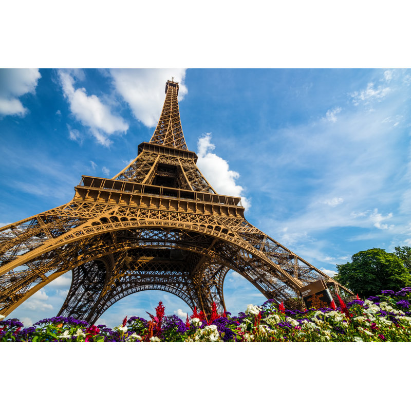 Frankenmuth Eiffel Tower And Flowers - Wrapped Canvas Print, 61cm H x 91cm W x 3.8cm D