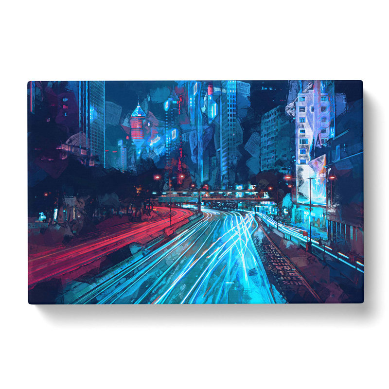 Night Lights Of Hong Kong In Abstract - Wrapped Canvas Print, 50cm H x 76cm W x 3cm D