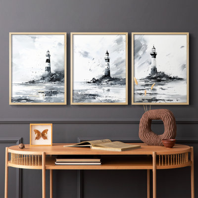 Série Sea and Shore Cxxv -Set de 3 estampes numériques giclées -Prêt à accrocher