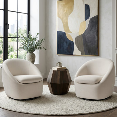 Modern Upholstered Swivel Barrel Accent Chair With Chenille Fabric