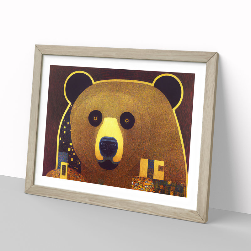 An Astonishing Bear Abstract - Framed Print, 34cm H x 46cm W x 2cm D, Oak