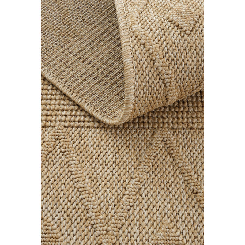 Hasir Beige Wicker Textured Cut Pile Rug, Rectangle 3'11" x 5'11"