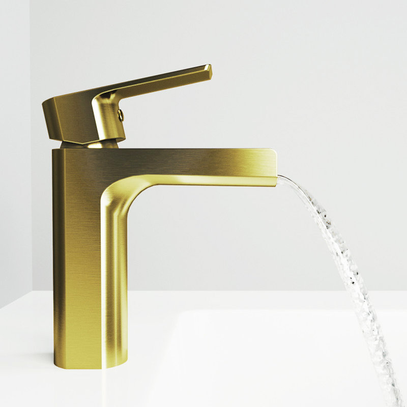 Robinet de salle de bain monotrou avec ensemble de drain Agnes Series, Or brossé