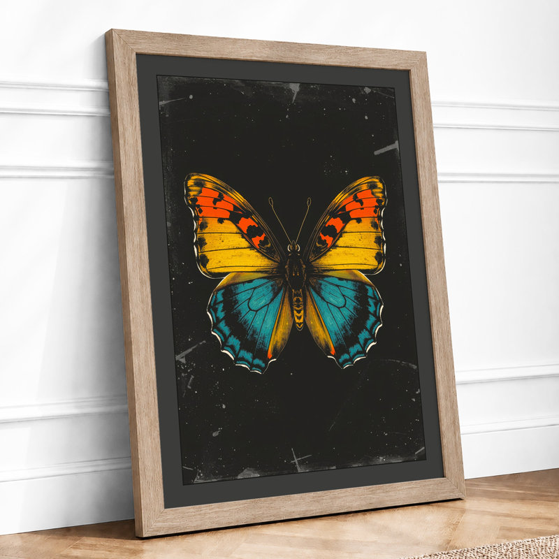 Specimen Butterfly Botanical - Framed Print, A2 - 59.4 x 42.0 cm, Oak