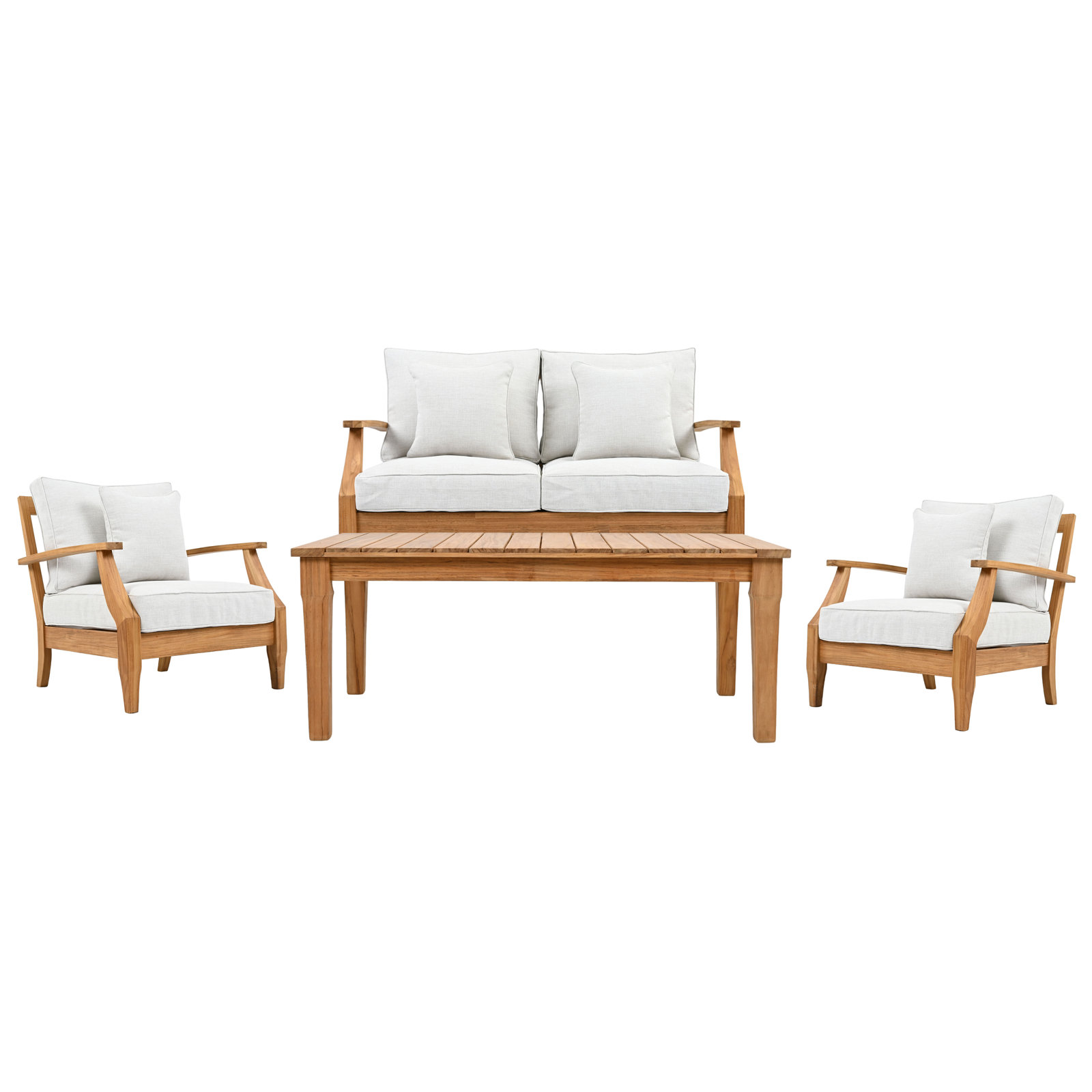Clairmont 4-Person Teak Patio Seating Group, White