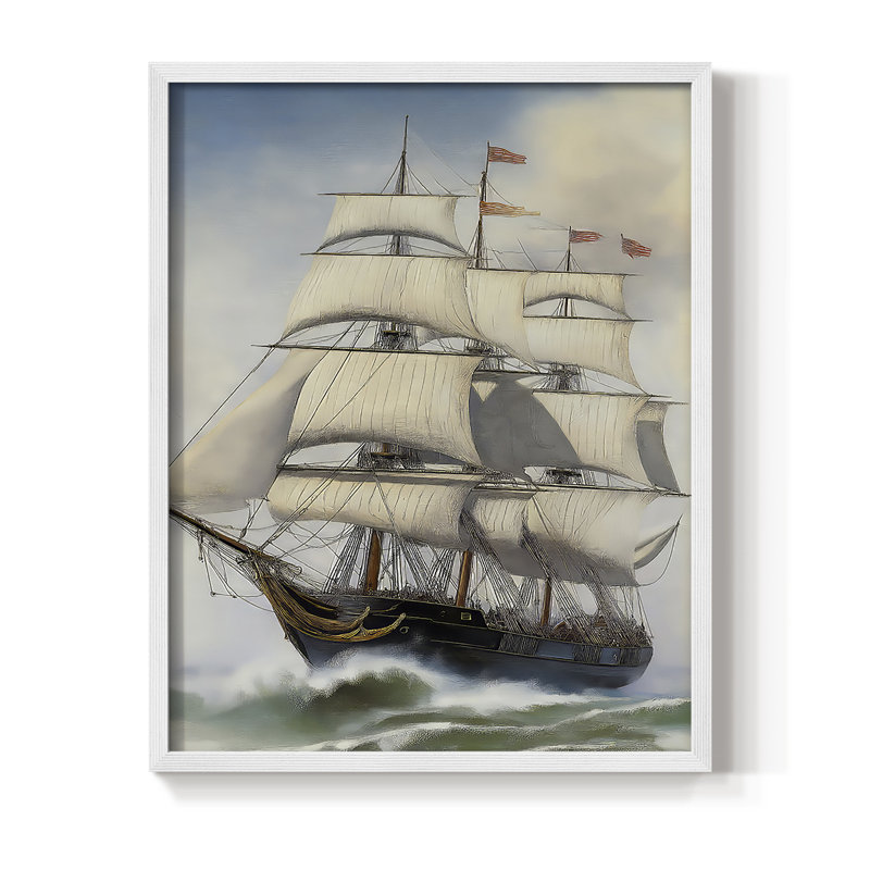 NAUTICAL Series LXIX, reproduction encadrée - bois massif, H 11 po x l 9 po, Blanc