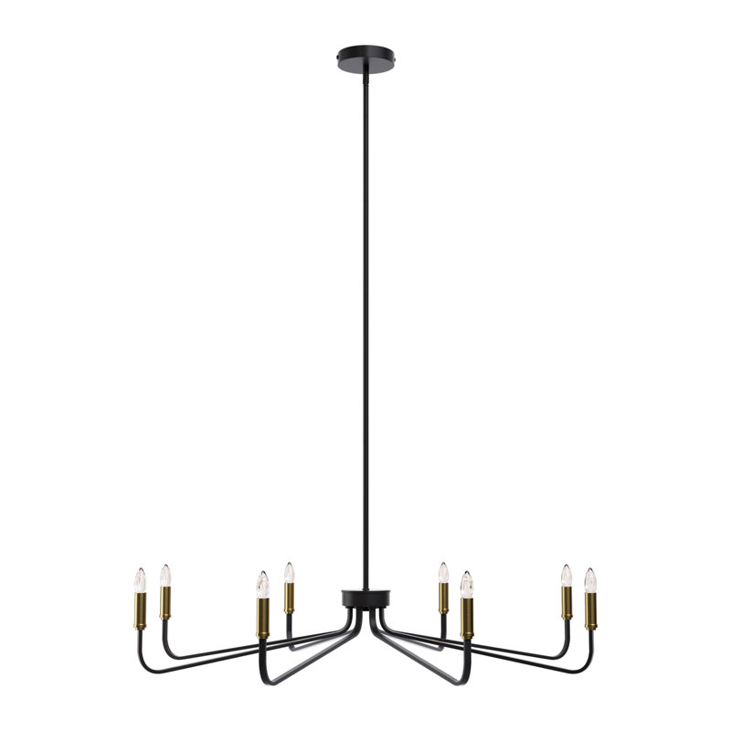 Maroneia 8 - Light 38"W Dimmable Classic/Traditonal Candle Style Chandelier for Kitchen Island., Matte Black/Polished Brass