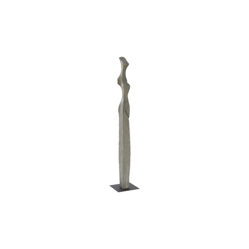 White cast iron statue of a woman, gris