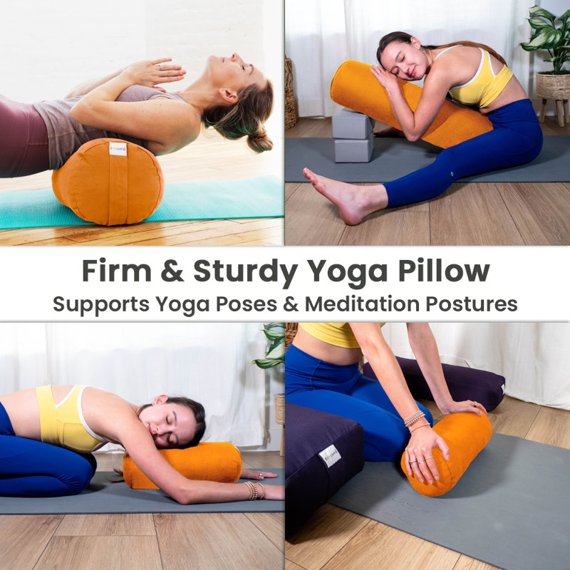 Orange Cotton Cylindrical Yoga Bolster Pillow for Kids