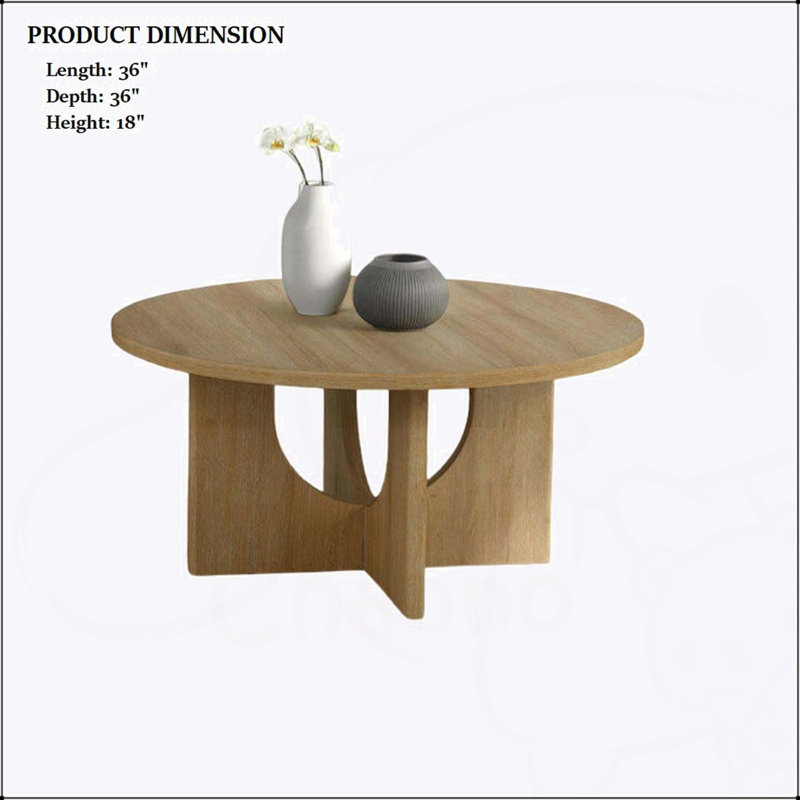 Ensemble de table 3 pièces de style contemporain avec base en arche, pour un style de vie moderne et esthétique, Naturel