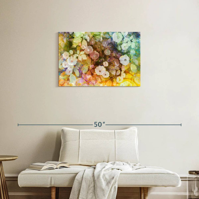 Fleurs blanches abstraites Avery, H 20 po x l 30 po