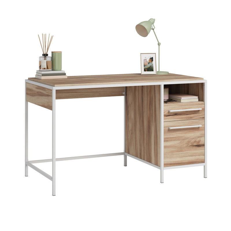 Bureau moderne et minimaliste, H 29,53 po x l 48,98 po x P 24,96 po, Brun