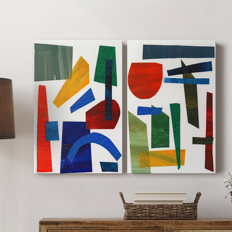 «Colorful Shapes» - Toile tendue avec châssis de qualité supérieure - Prêt à être accroché, H 18 po x l 24 po