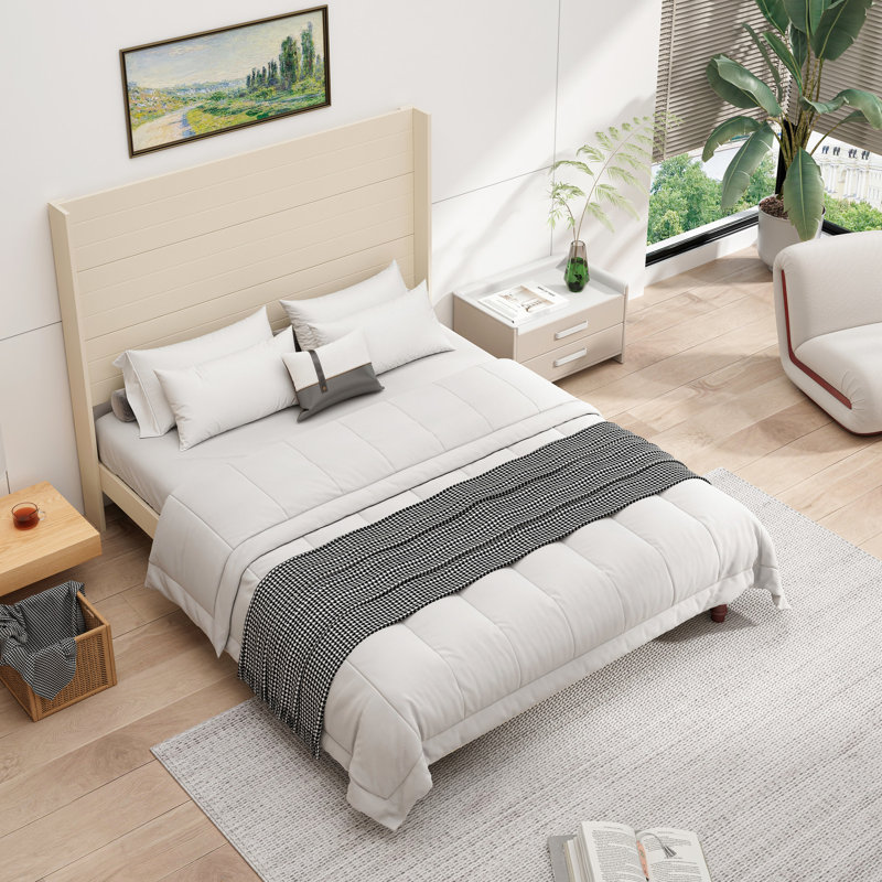 Tête de lit pour grand lit 54 po, beige - Créez un lit élégant et douillet pour une expérience paisible, Grand lit, Beige