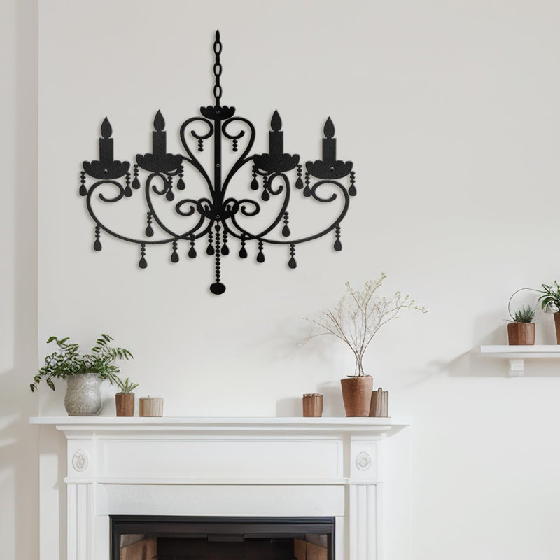 Décoration murale en métal, H 25 po x l 30 po x P 0,05 po, Noir