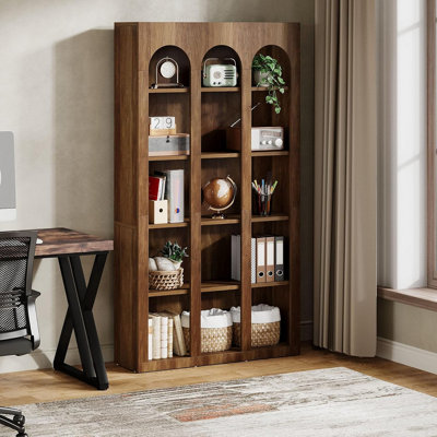 Bibliothèque rustique 70,87 "à 5 niveaux pour salon, bureau, chambre à coucher