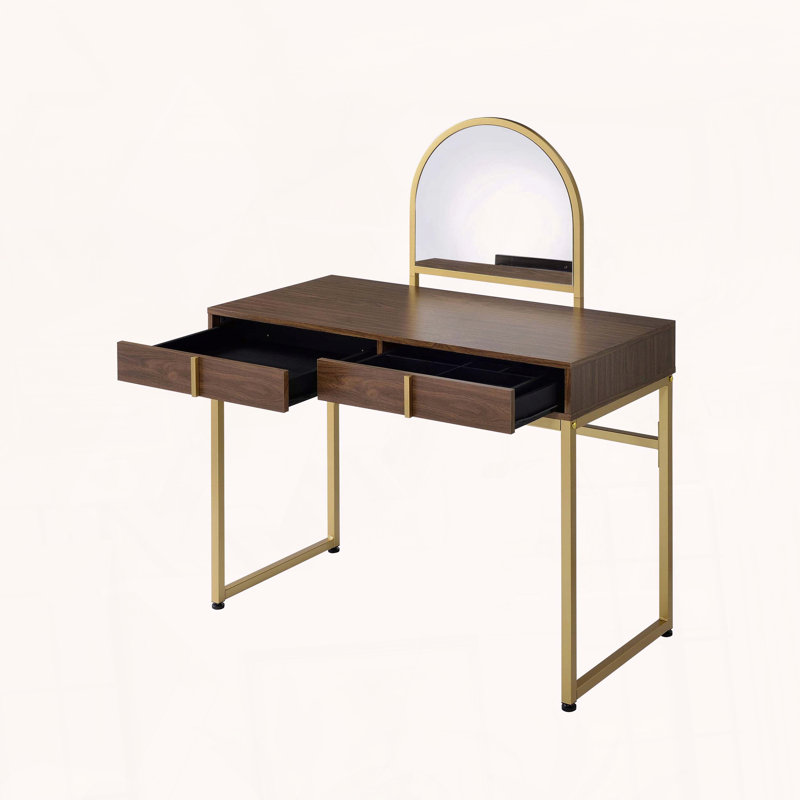 Bureau de coiffeuse avec miroir et plateau à bijoux