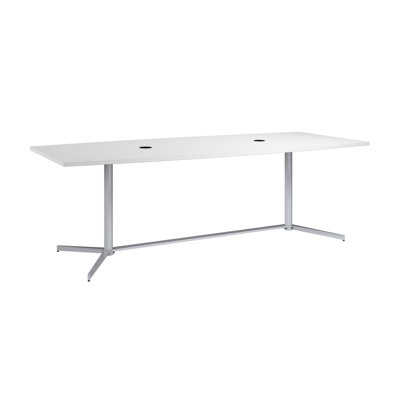 Table de conférence en forme de bateau avec base métallique