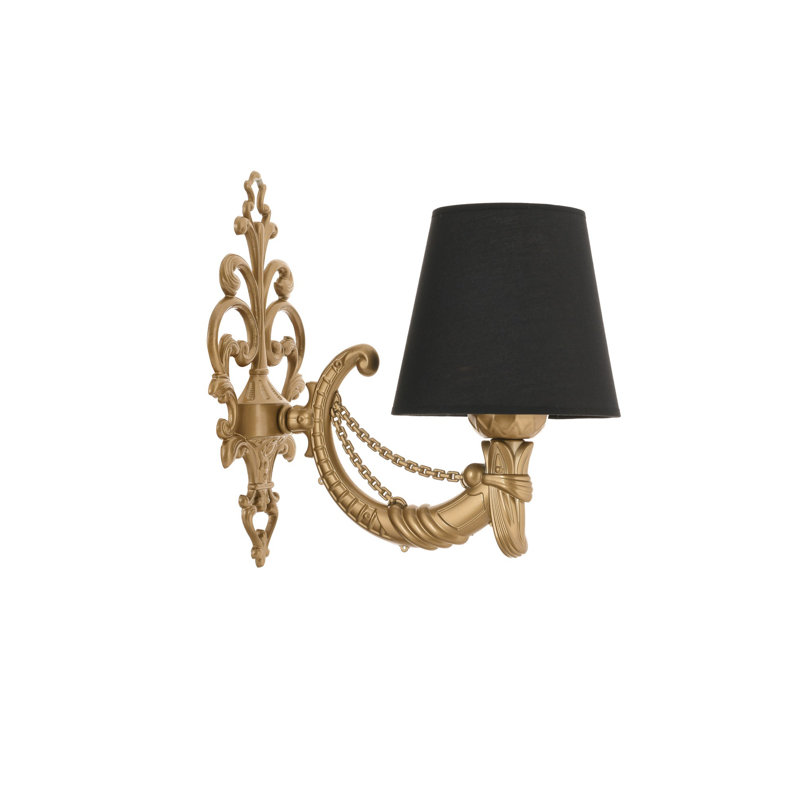 Elegant Wall Lamp, Black & Gold Metal Body, 9.8 x 3.9 x 10.2 inches | PVC Cap, 24 inches Tall, E27 Socket (Max 40W) | Stylish Lighting for Living Room, Bedroom, and Office | IP20 Rated, Bulb Not Included