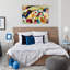 Paysage abstrait vibrant, cadre en bois à l'arrière intégré, décoration murale moderne, l 36 po x L 24