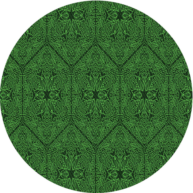 Tapis 100% à motifs lavables à la machine 2989 - vert, Rond 7 pi