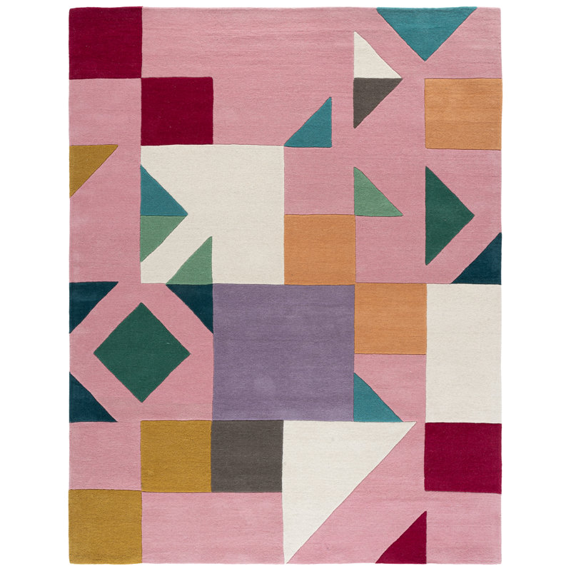 Harsirat Handmade Hand Tufted Wool Pink/Orange/Beige Rug, Rectangle 8' x 10'