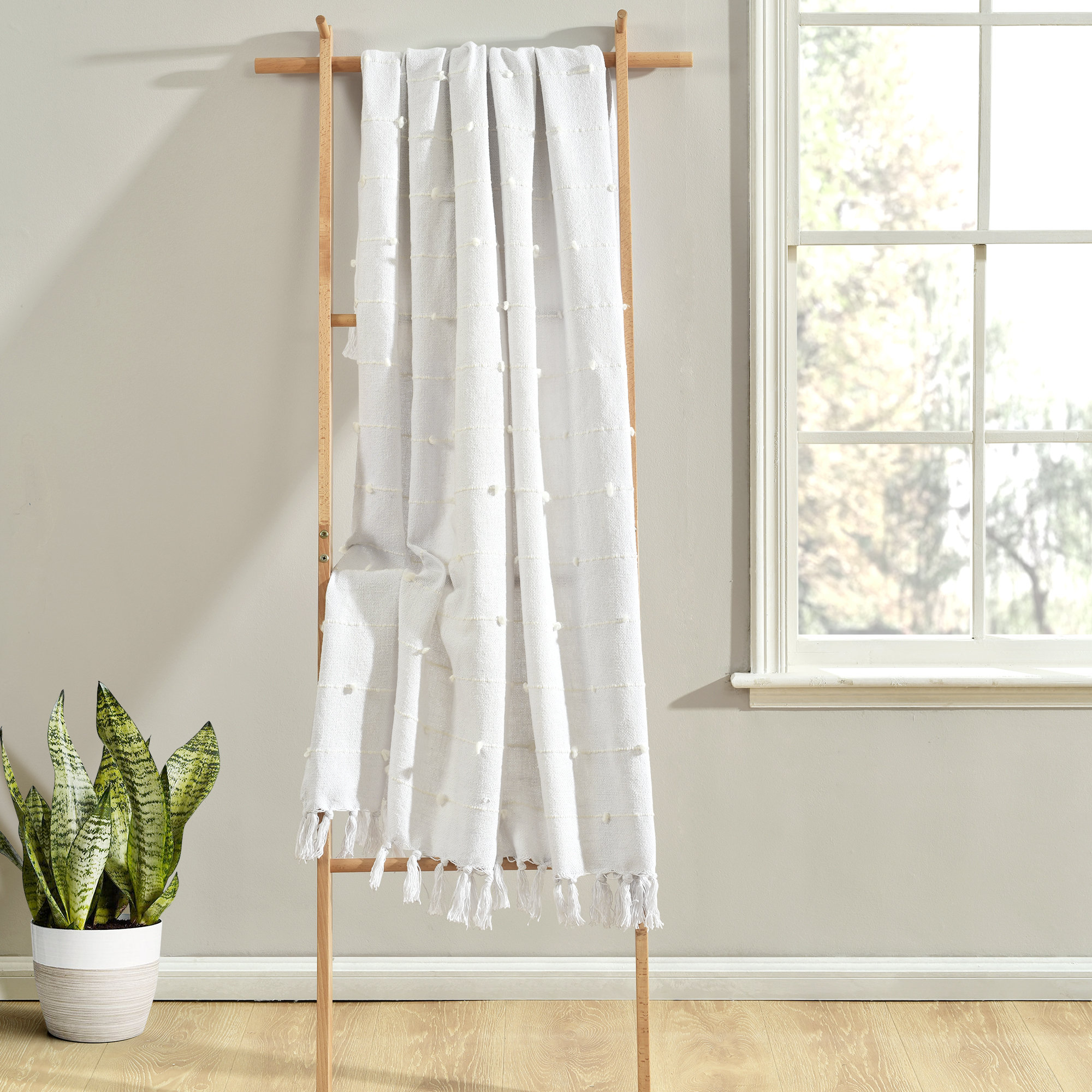 Hand Woven Throw Blanket, White