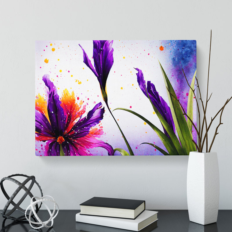 Iris Flower Splash Vol.4 - Wrapped Canvas, 35cm H x 50cm W