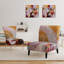 Fauteuil de chambre en velours abstrait avec aquarelle abstraite rouge et jaune