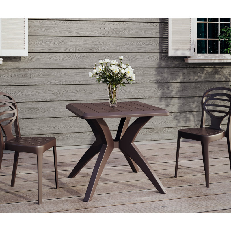 Leflar Square Outdoor Dining Table , 27.4'' in. W 27.4'' in. D, Brown