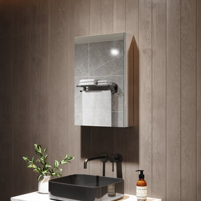 Wall Mounted or Recessed Frameless Medicine Cabinet With Mirrored Door and Adjustable Shelves