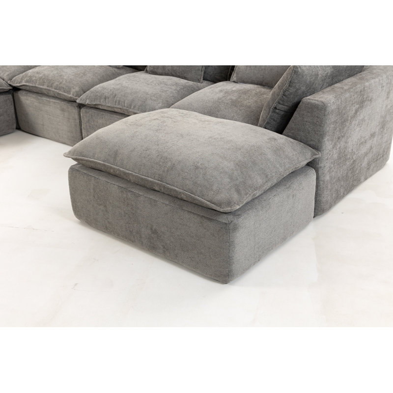 Canapé modulaire surdimensionné de 130,71 po de largeur avec canapé modulaire True Relax, Velours gris antique