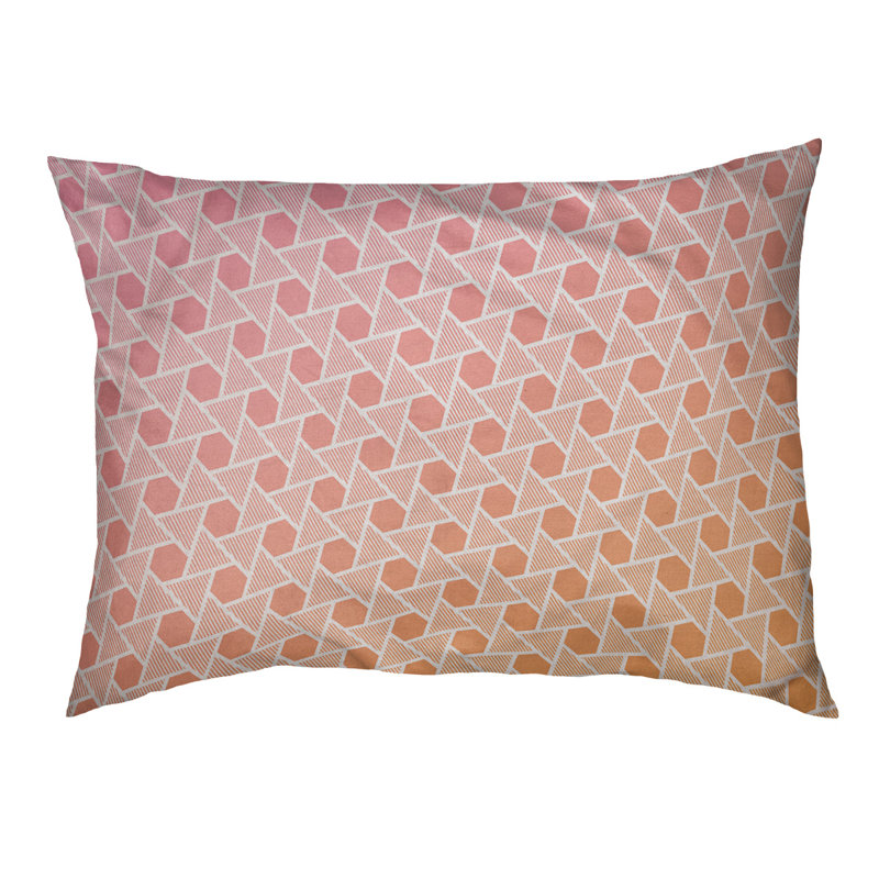 Coussin décoratif à triangles hexagonaux Rainbow, Petit (L 18 po x l 28 po), Rose / orange