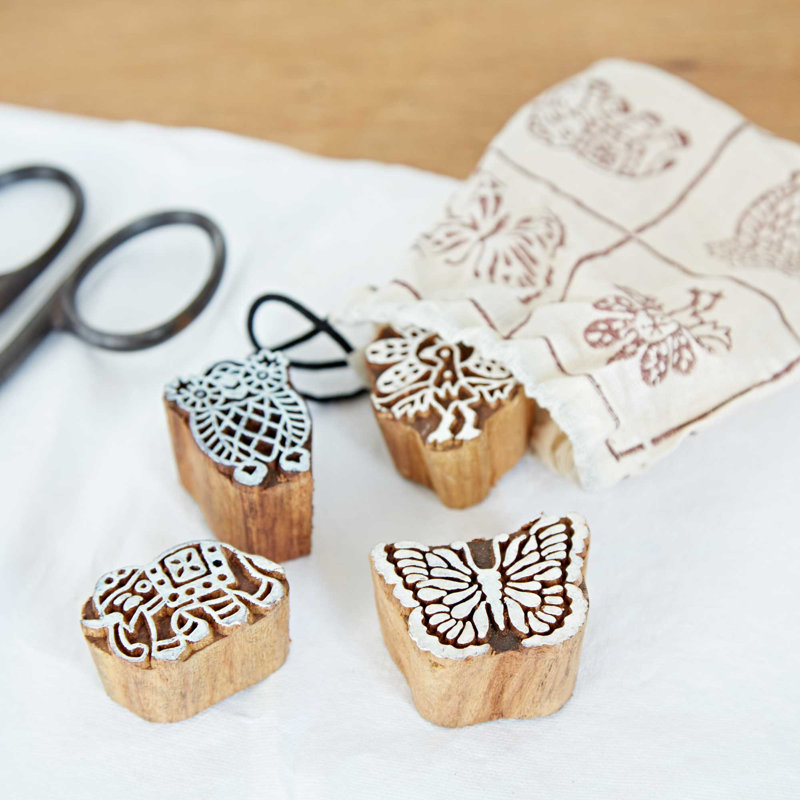 Four Animal Design Wooden Printing Blocks