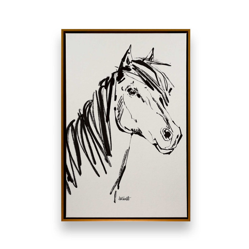 Reproduction d'art à cheval par Anne Tavoletti, H 24 po x l 18 po, Doré, Floater Frame