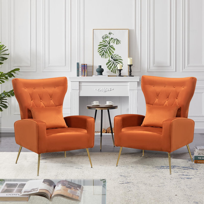 Ireal Velvet Armchair, Orange
