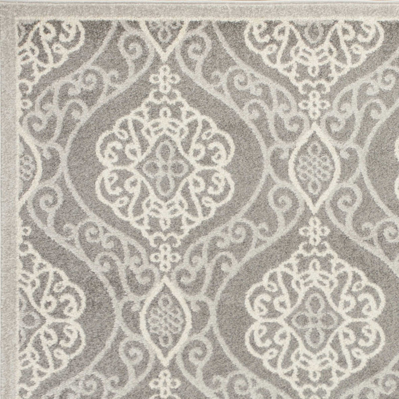 Tapis marocain intérieur / extérieur argenté Oyler, Rectangle 3 pi 3 po x 4 pi 11 po