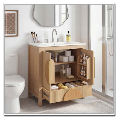 30 Inch Fluted Bathroom Vanity with Sink