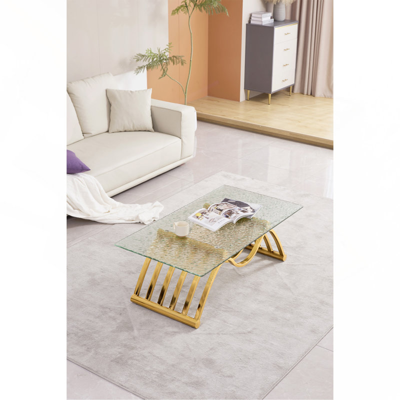 47" Modern Stainless Steel Rectangular Coffee Table